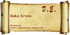 Duka Ervin névjegykártya