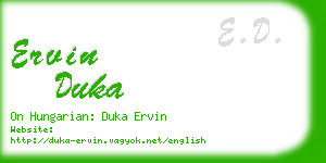 ervin duka business card